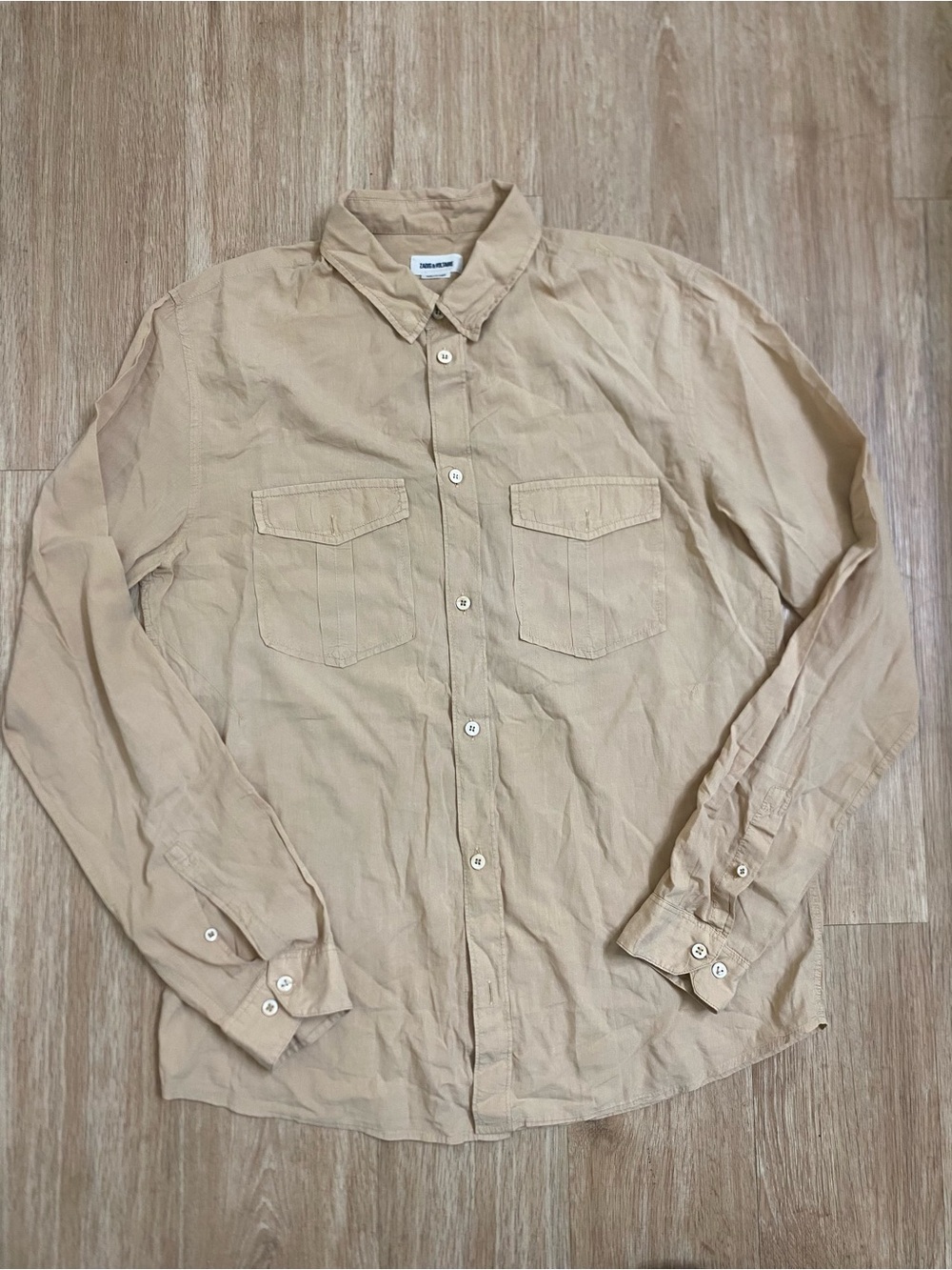 Zadig & Voltaire Tan Button-Down Long Sleeve Shirt